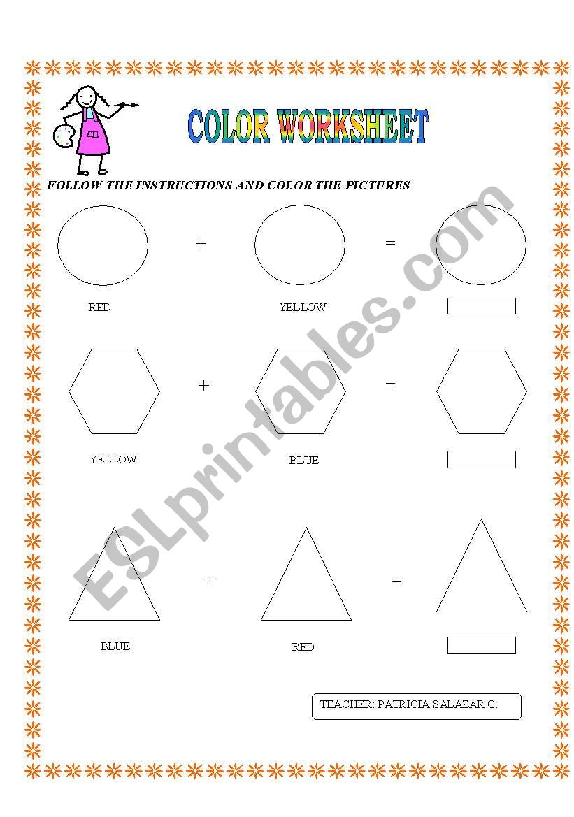 COLOR WORKSHEET worksheet