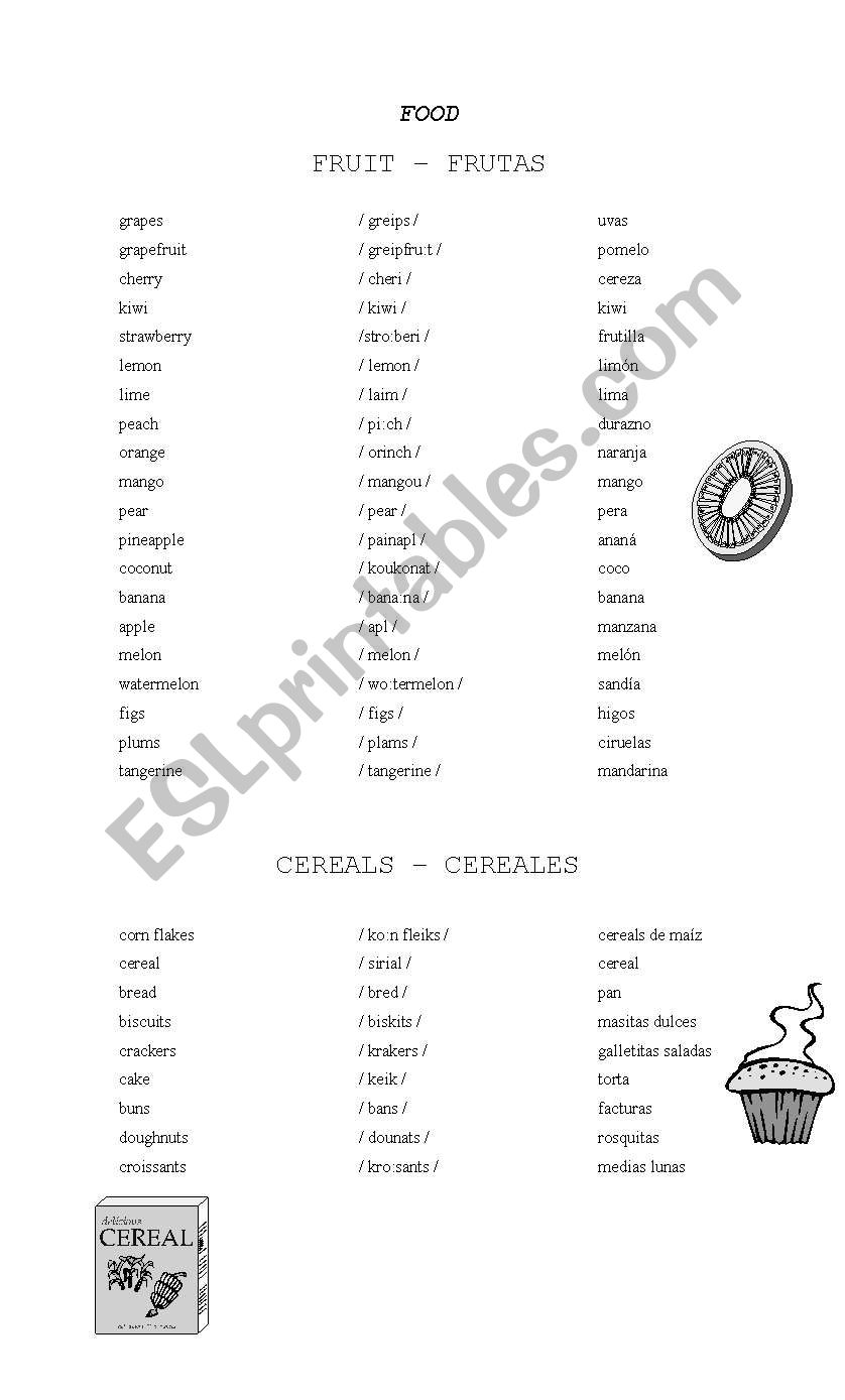 FRUIT worksheet