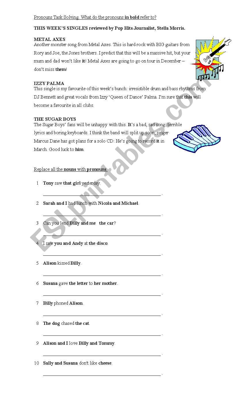 Pronouns worksheet