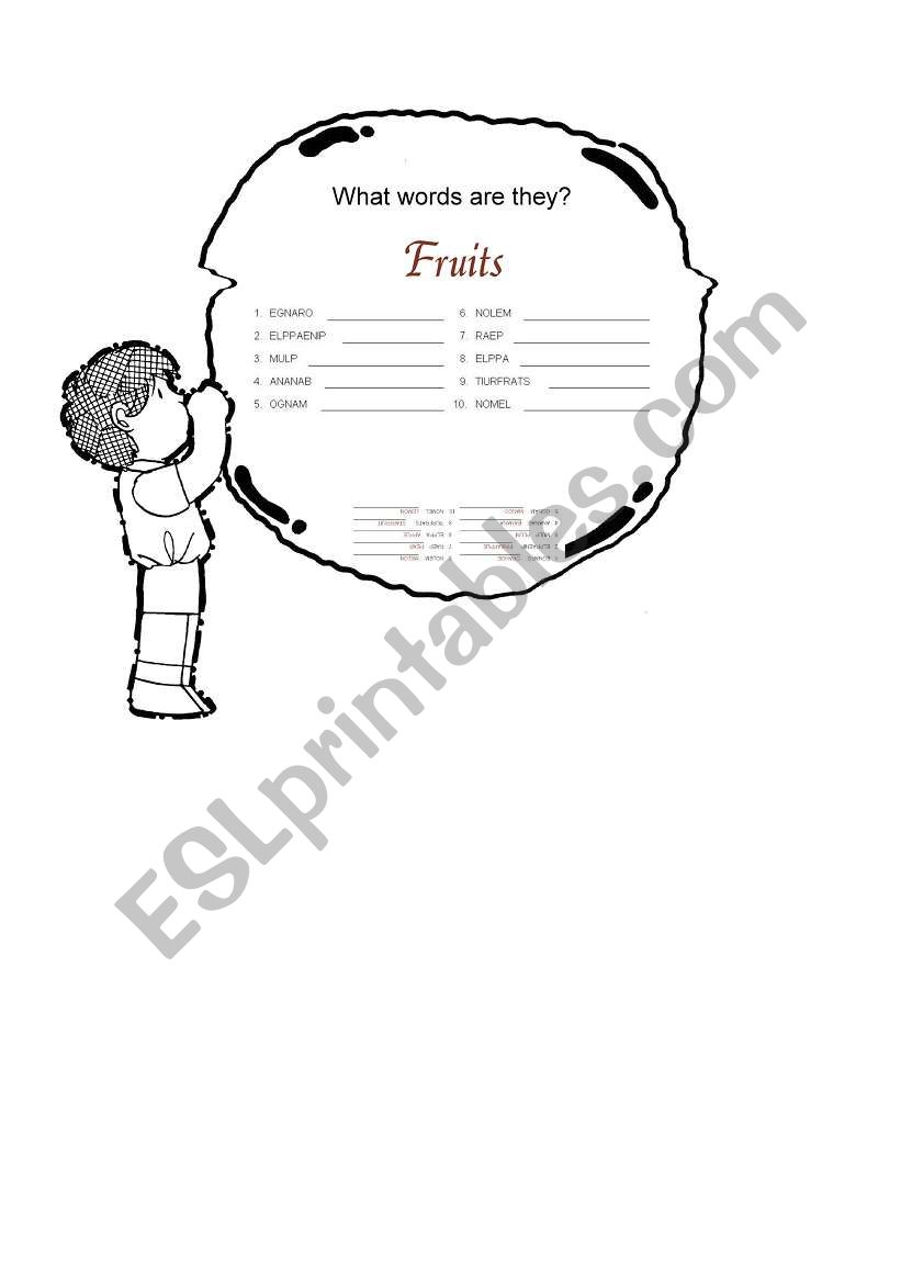 Fruits worksheet