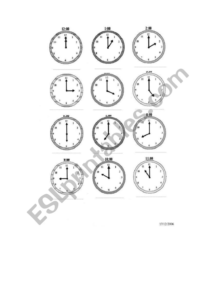 time oclock worksheet