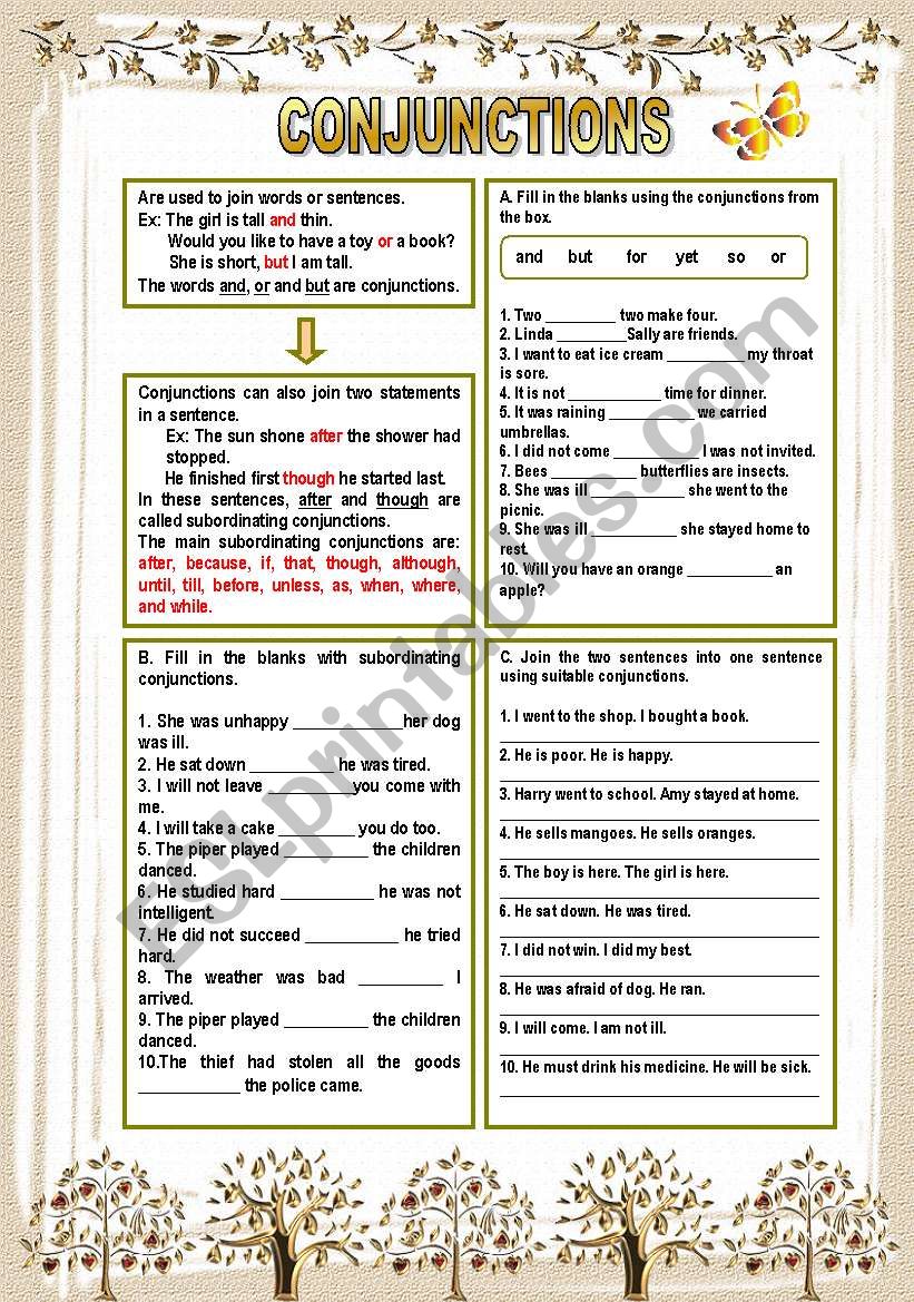 Conjunctions worksheet