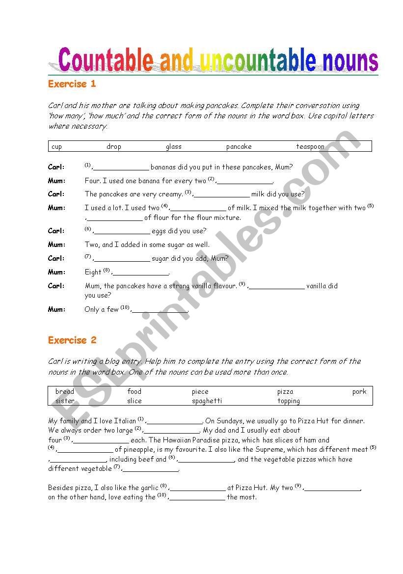 Countable and Uncountable Nouns