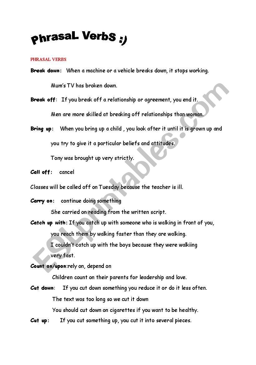 PHRASAL VERBS worksheet