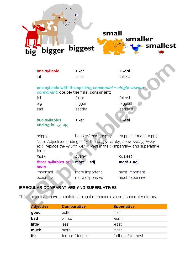 BIG, BIGGER, THE BIGGEST worksheet