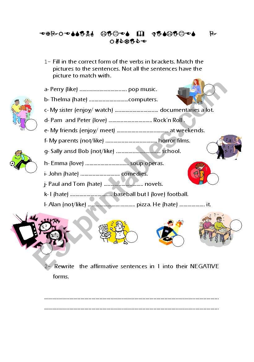 EXPRESSING LIKES & DISLIKES worksheet