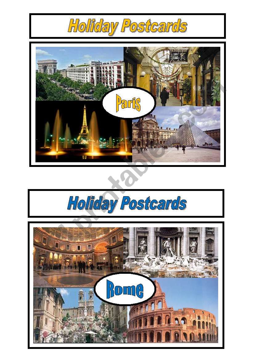 Holiday Postcards Pair Work 4/5