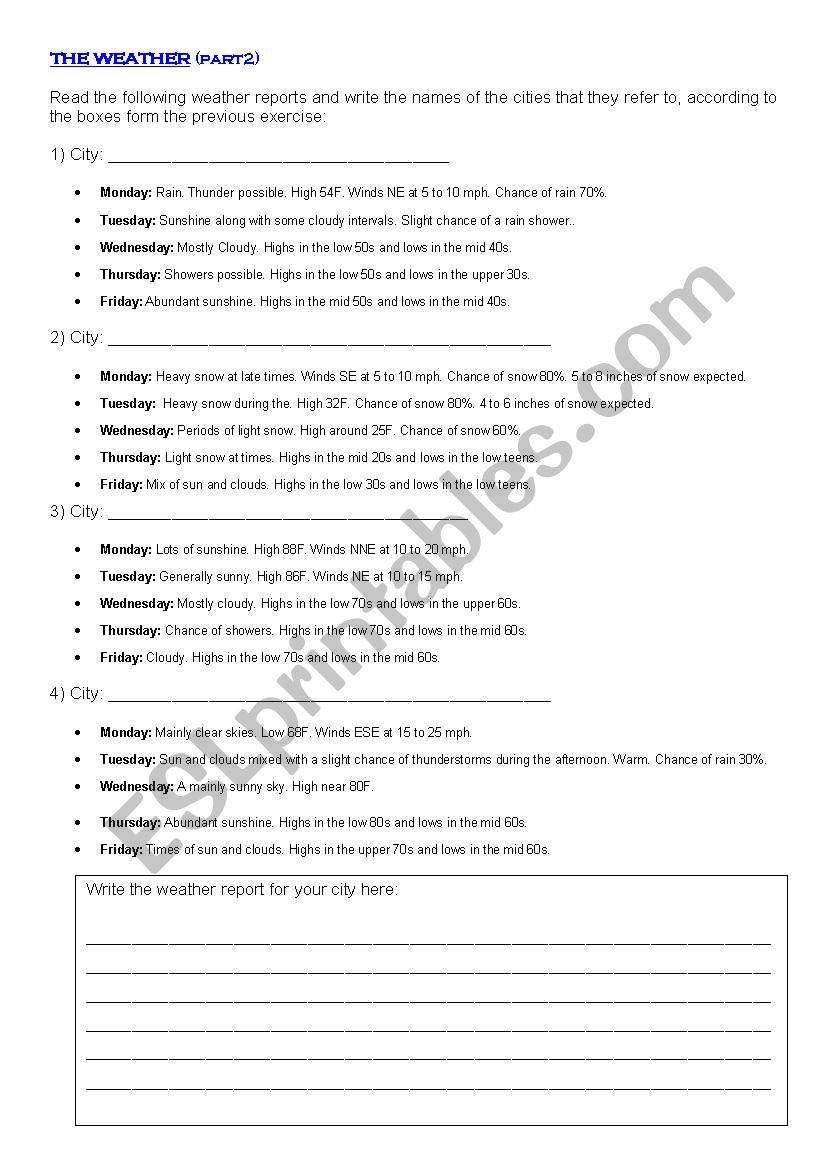 weather 2 worksheet