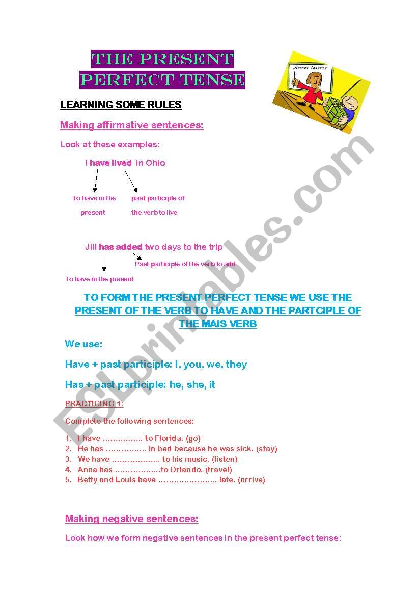 THE PRESENT PERFECT TENSE worksheet