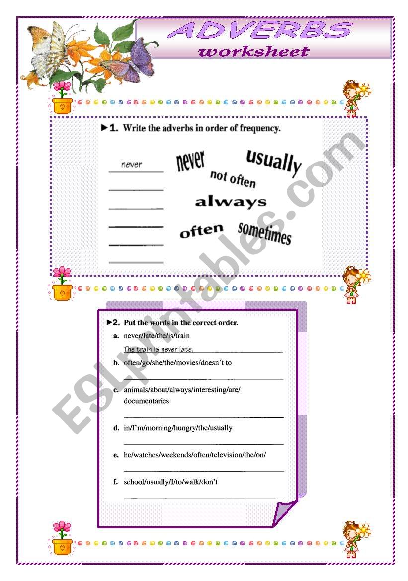 Adverbs worksheet