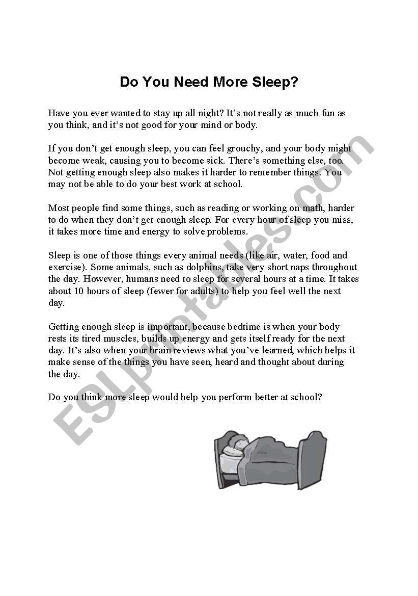 Do You Need More Sleep? worksheet