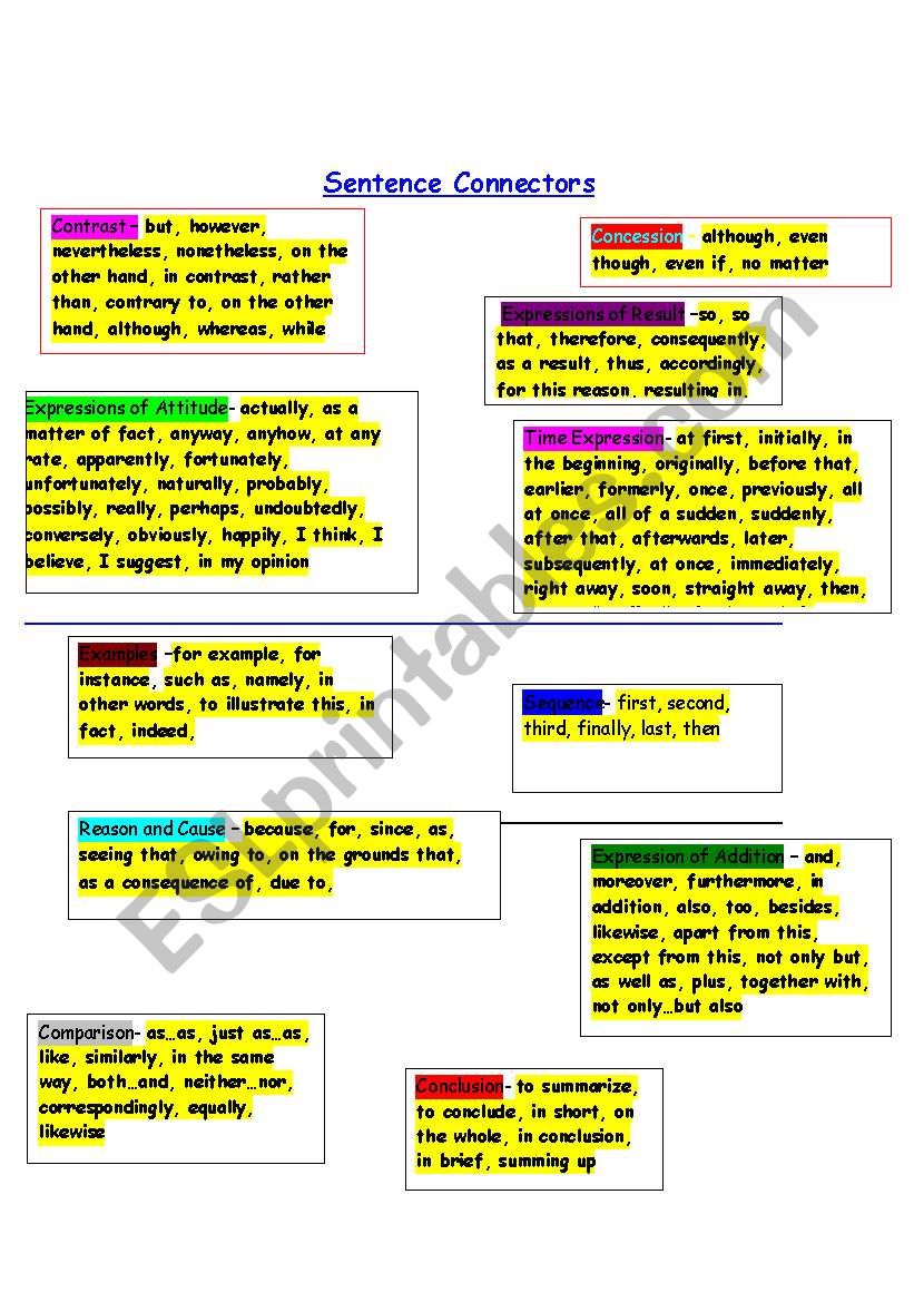 Connectors worksheet