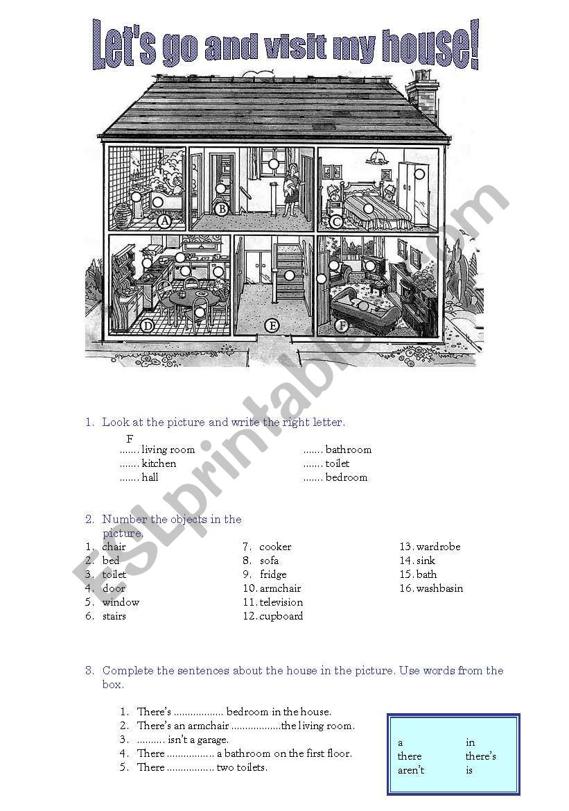 House and furniture worksheet