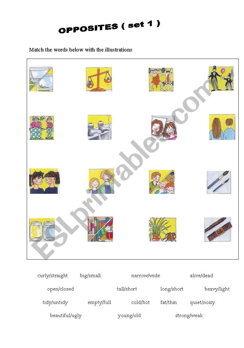 opposites set1 worksheet