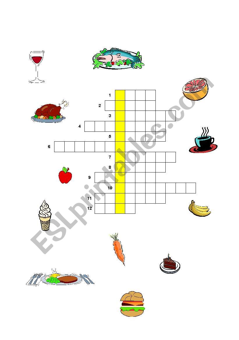 crossword puzzle food worksheet