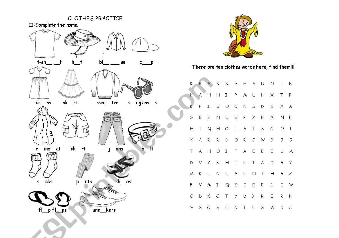 Clothes Vocabulary Worksheet #2