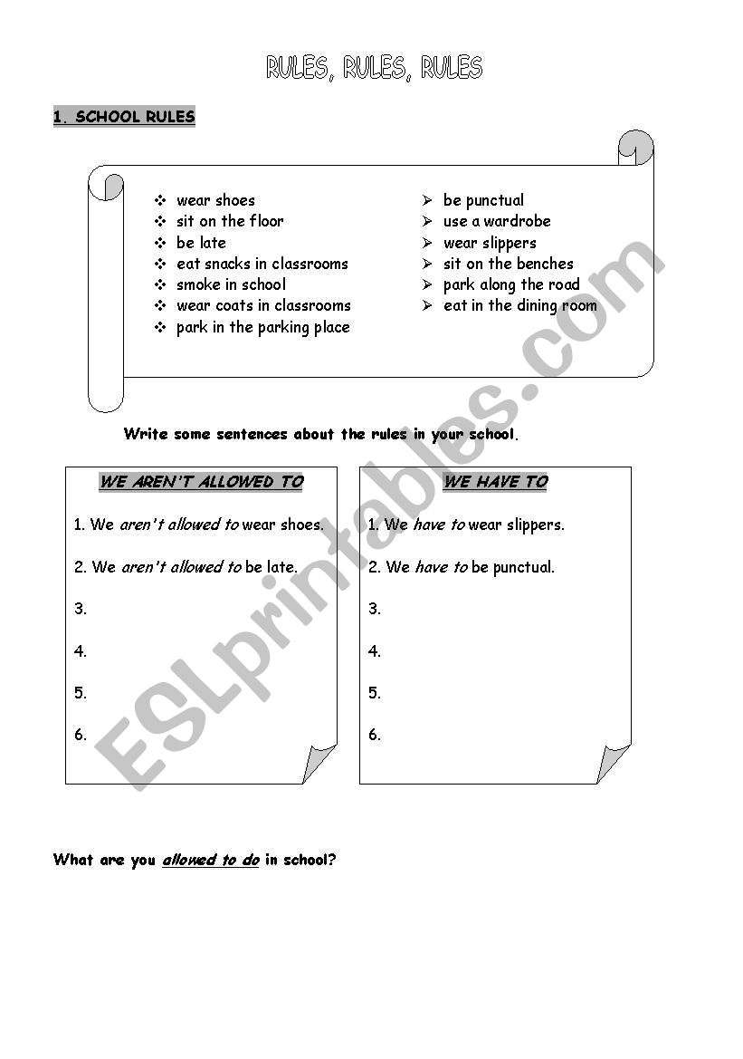 RULES worksheet