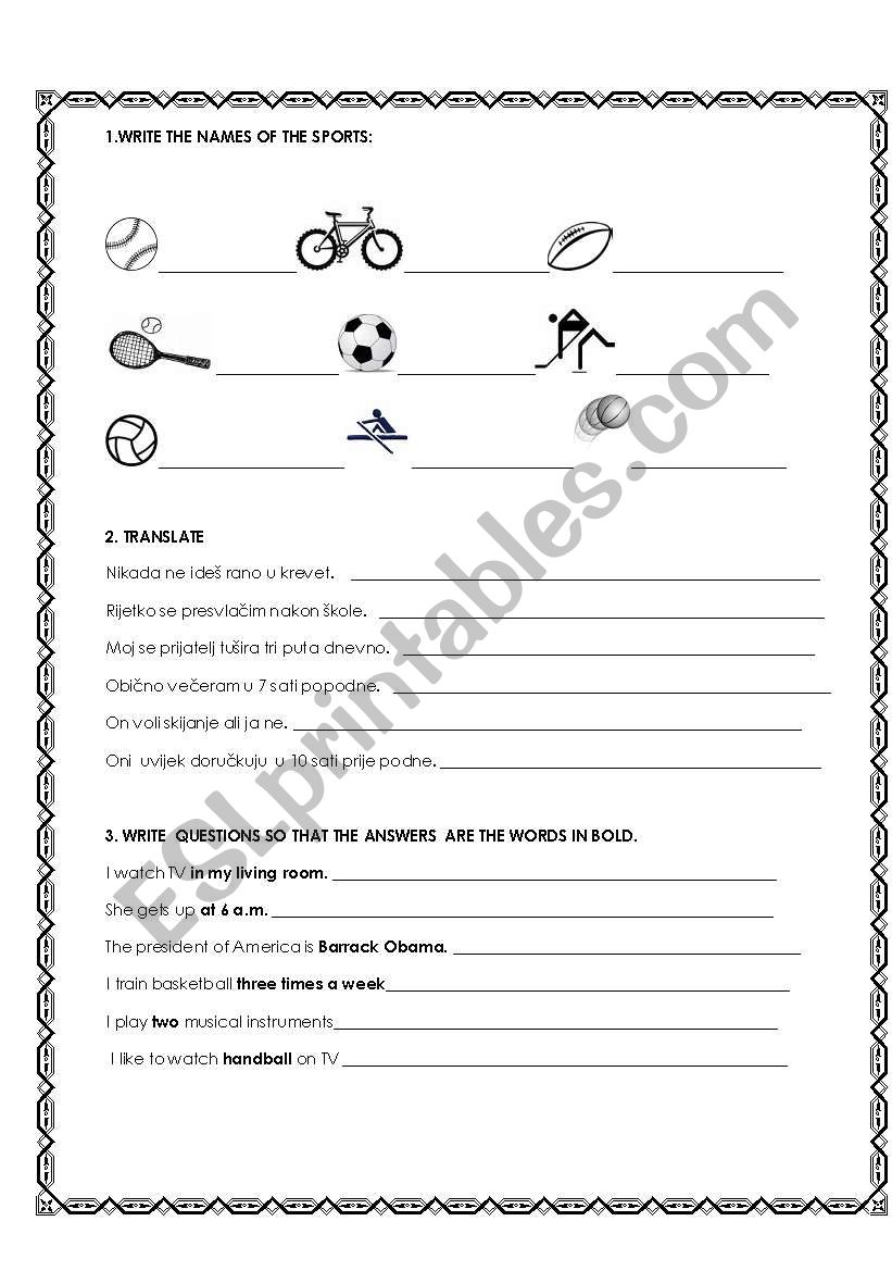 SPORT-ADVERBS worksheet