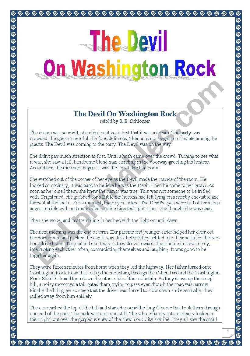 The devil on Washington Rock (Full-scale PROJECT) (Reading comprehension & writing + discussion) (11 pages)