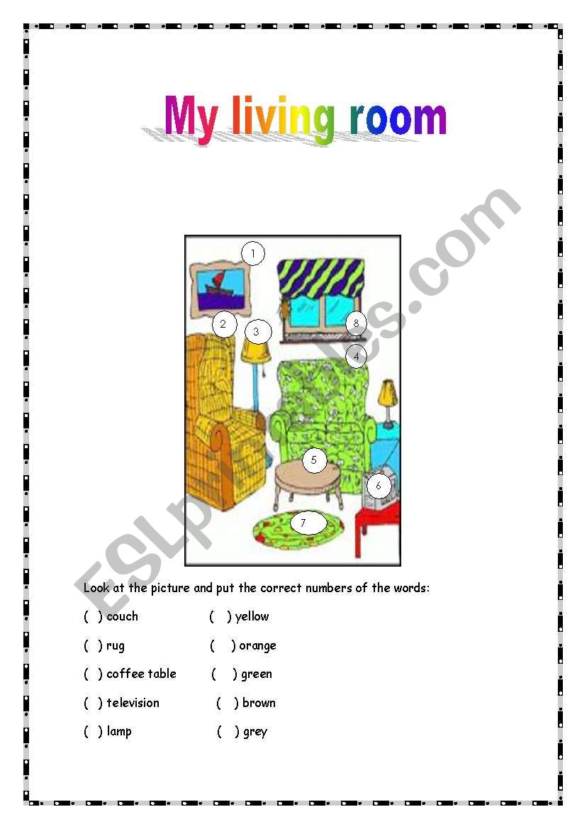 mY LIVING ROOM worksheet