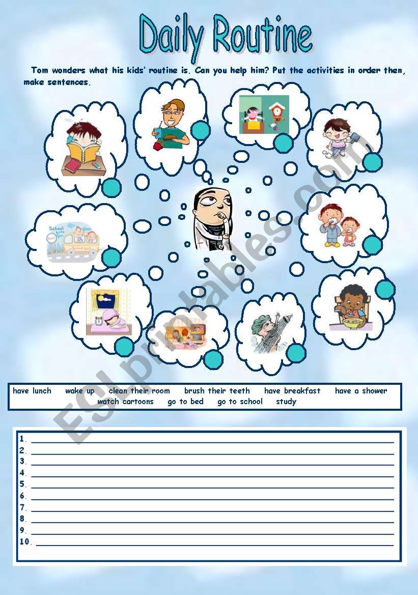 Daily routine worksheet