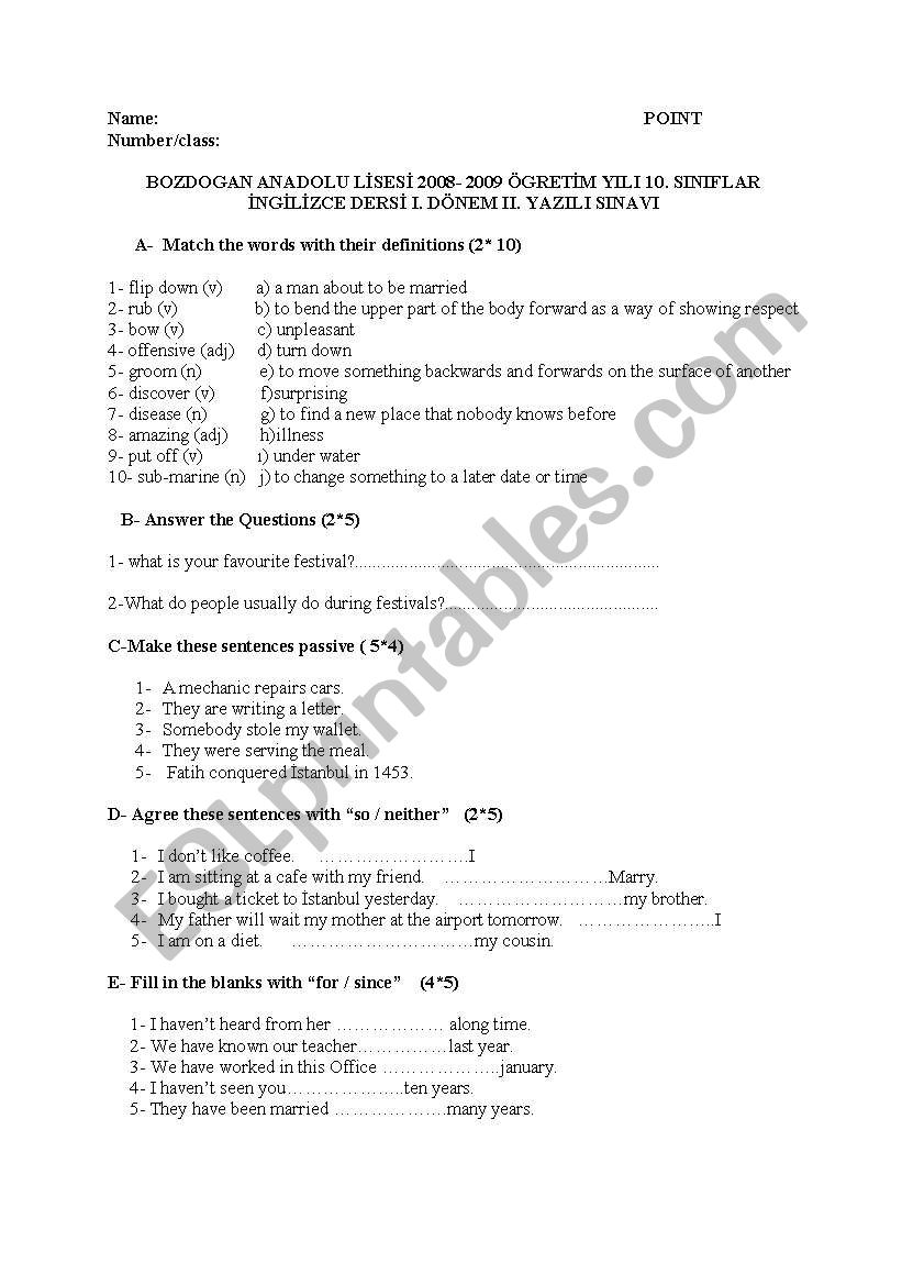 10th grade new bridge to success exam
