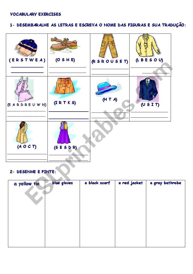 clothes worksheet