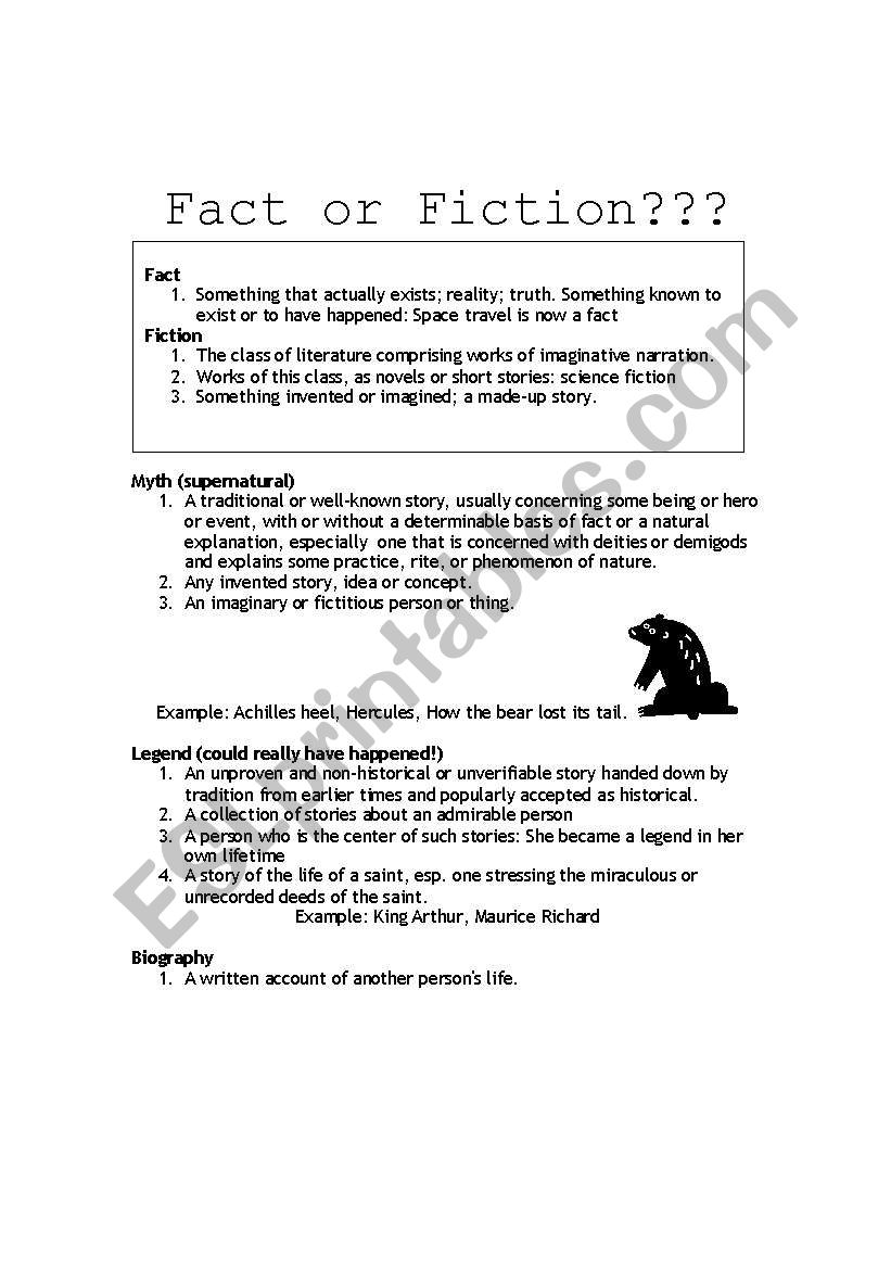 Fact Or Fiction Printable