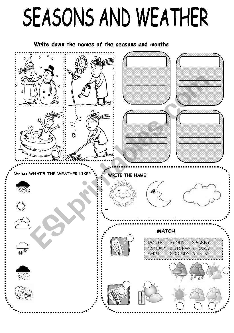 SEASONS AND WEATHER EXERCISE worksheet