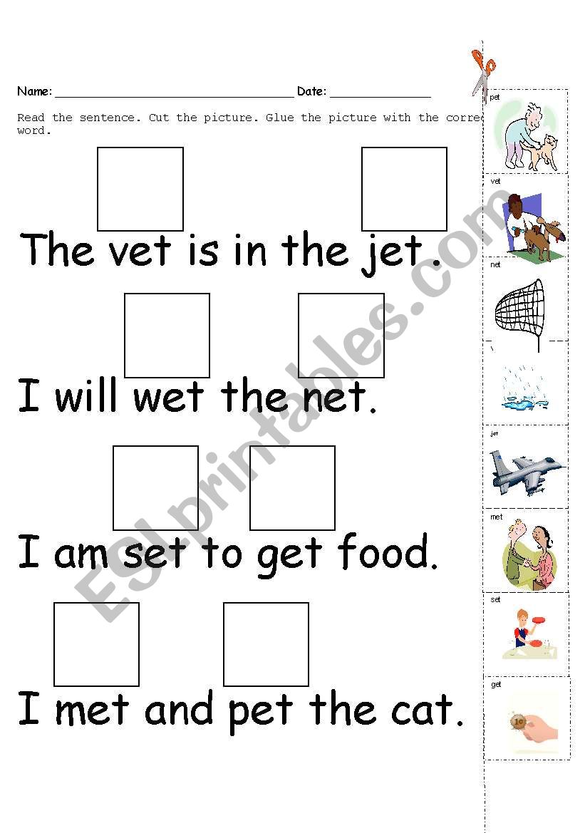 reading -et words  worksheet