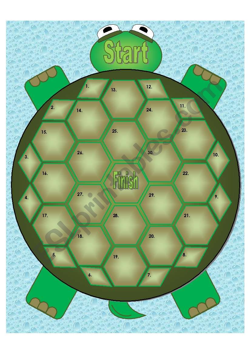 Turtle Game Board - 30 spaces(Matching Cards Available in Another File)