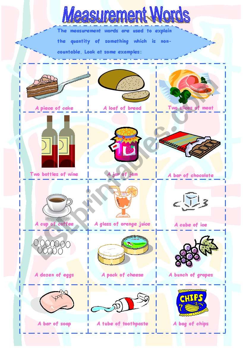 Measurement Words worksheet