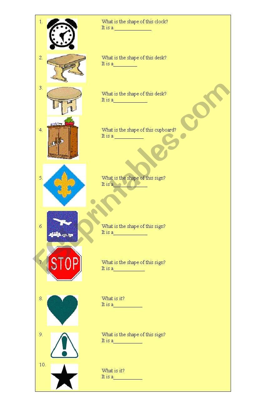 shapes worksheet