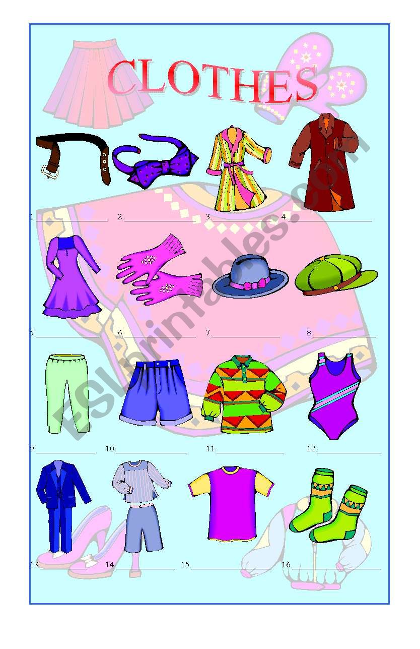 clothes worksheet