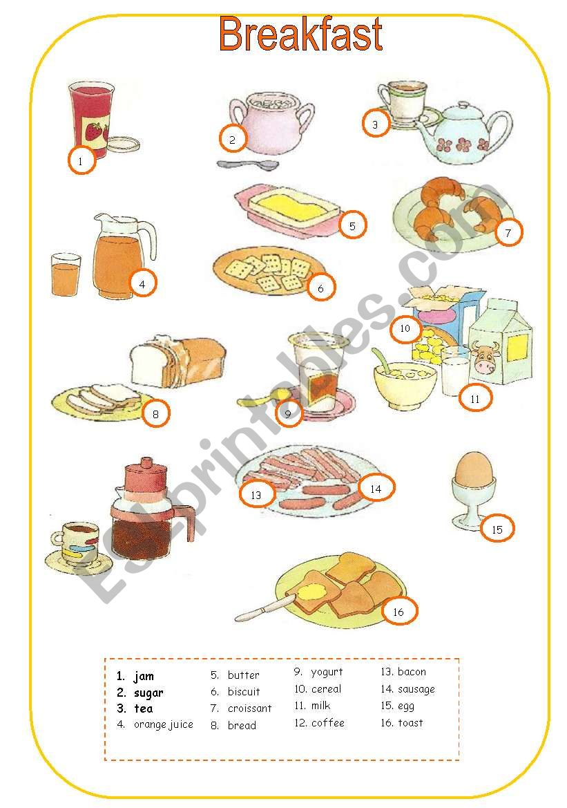  breakfast worksheet