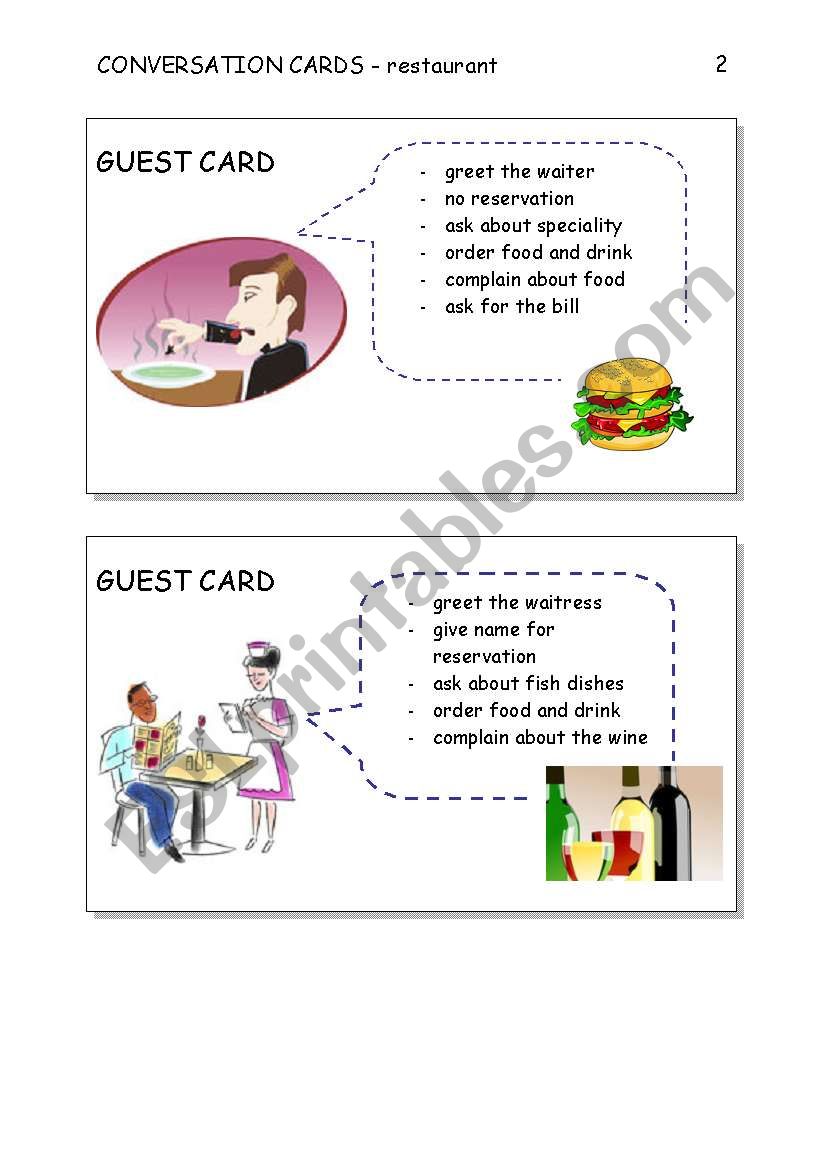 CONVERSATION CARDS - restaurant 2