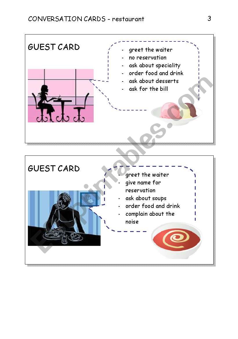 CONVERSATION CARDS - restaurant 3