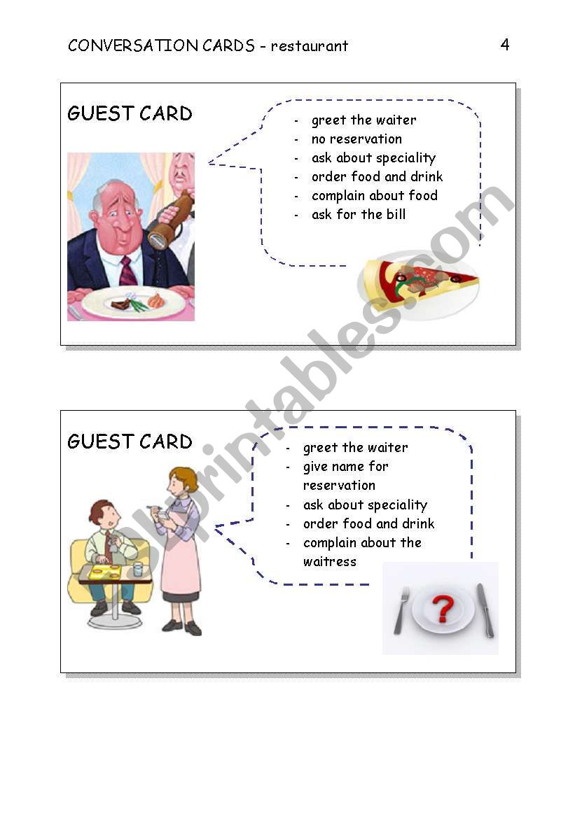 CONVERSATION CARDS - restaurant
