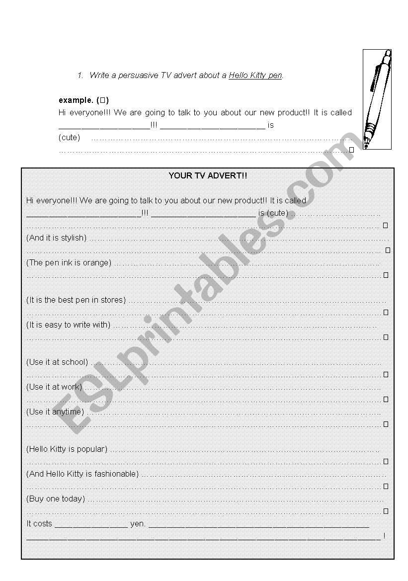 TV Advert - Persuasion 2 worksheet