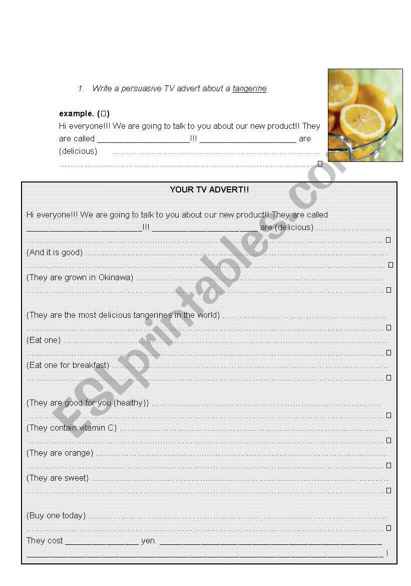 TV Advert - Persuasion 3 worksheet
