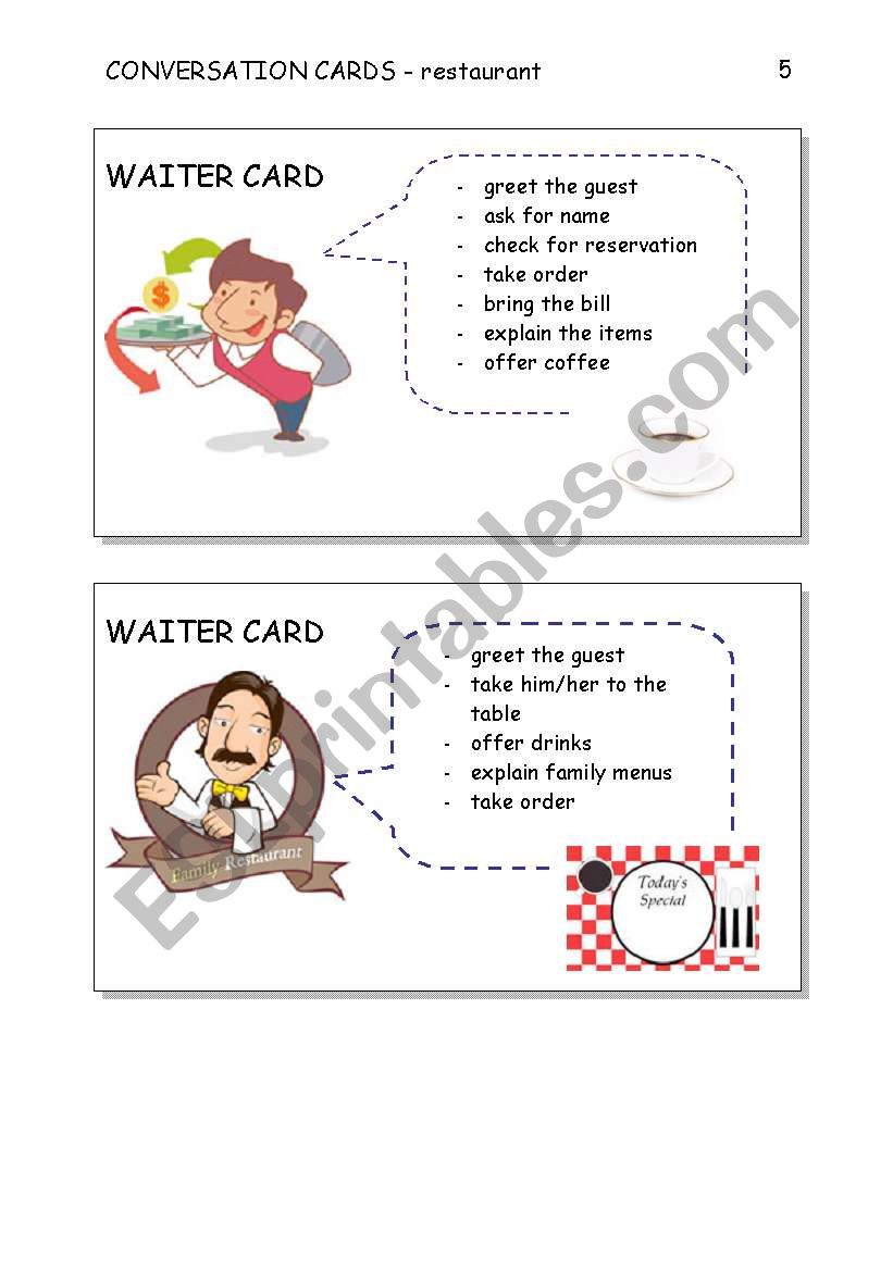 CONVERSATION CARDS - restaurant