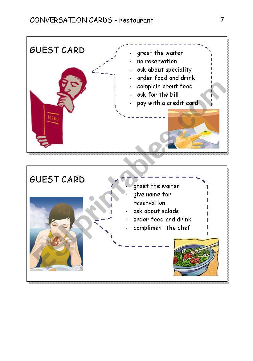 CONVERSATION CARDS - restaurant