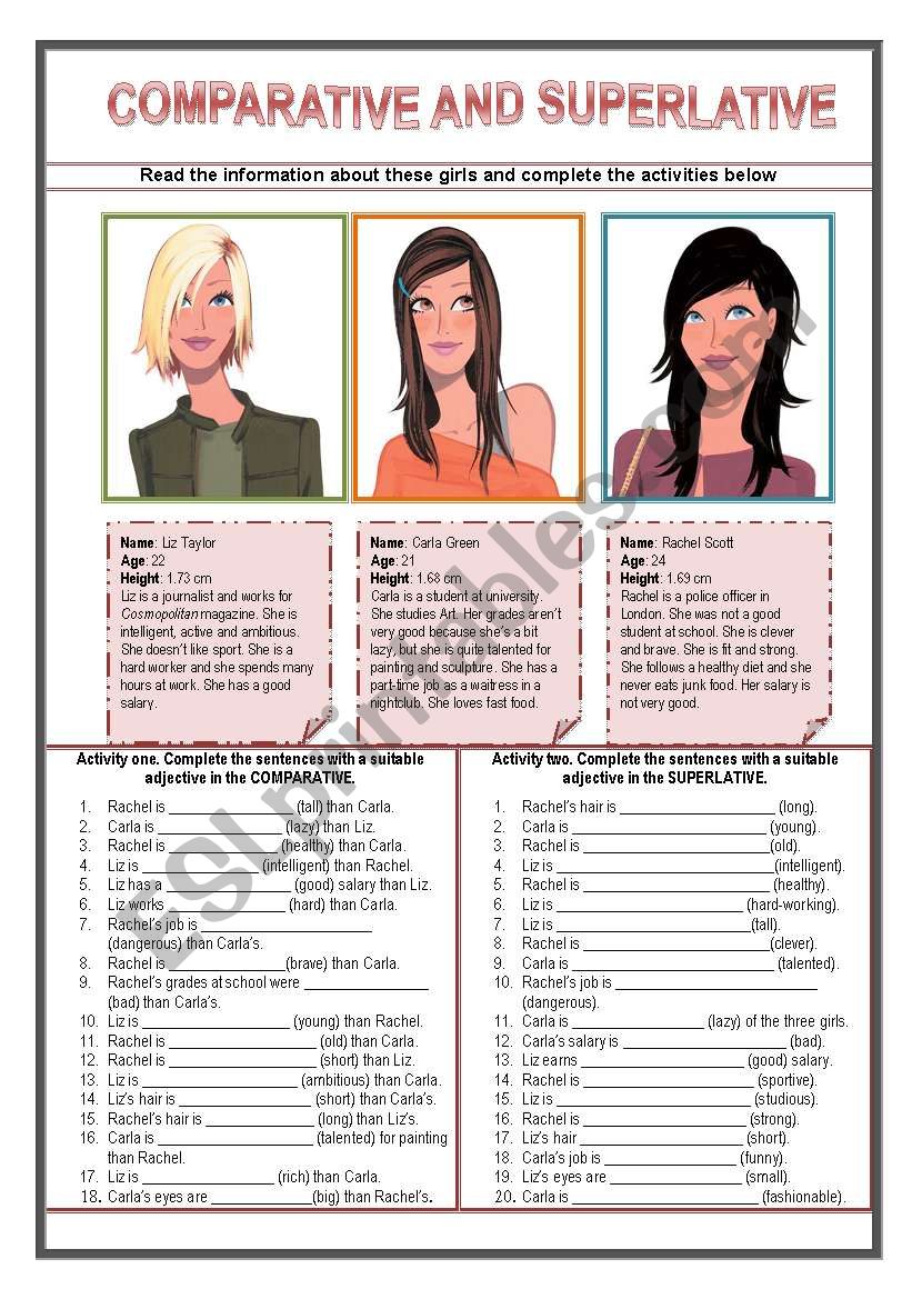 comparative and superlative worksheet