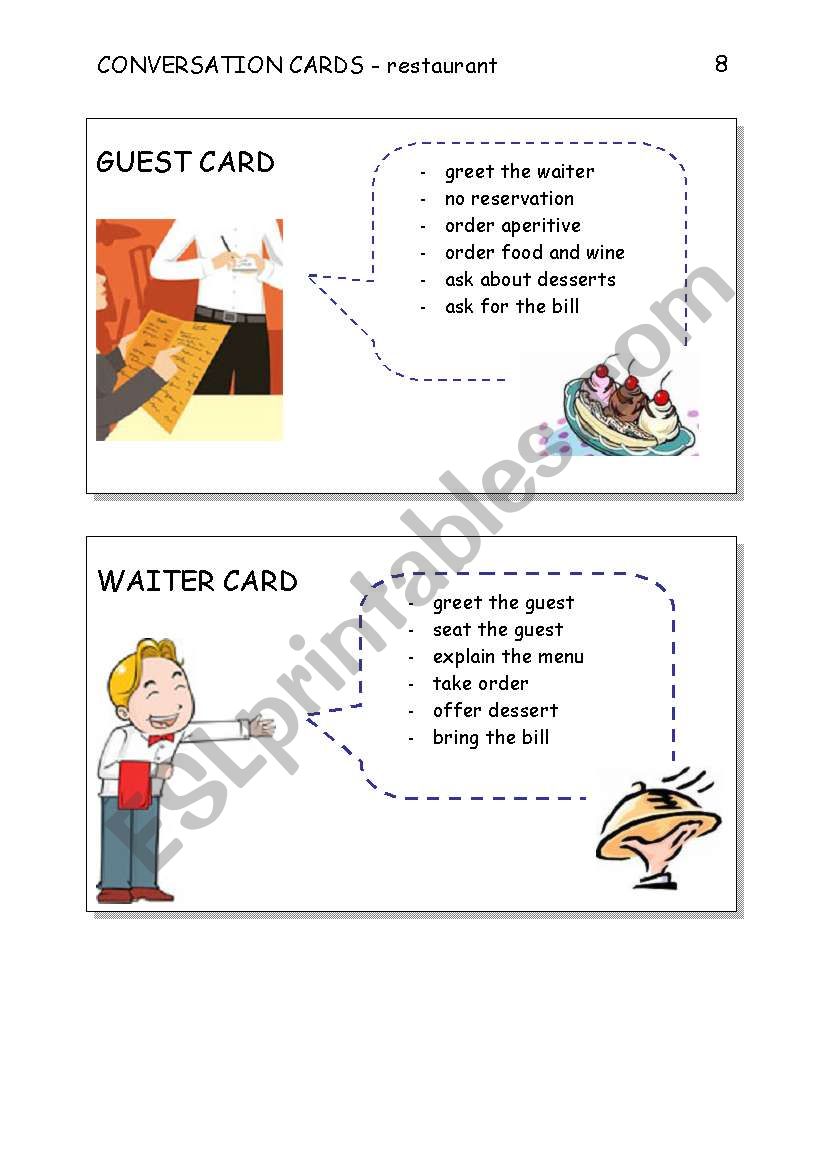 CONVERSATION CARDS - restaurant