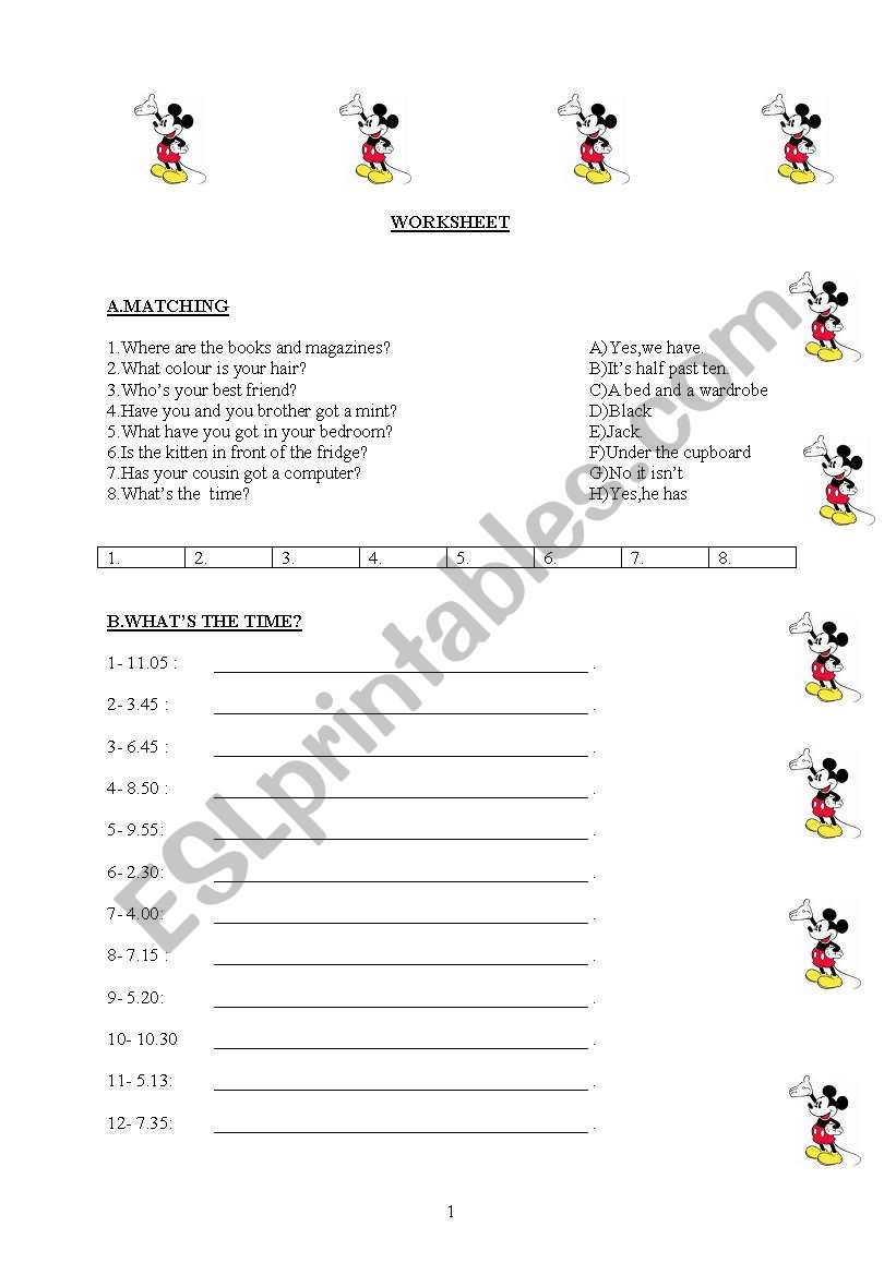 time and have got-has got worksheet