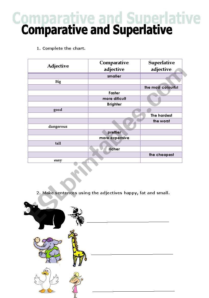 Comparatives and Superlatives worksheet