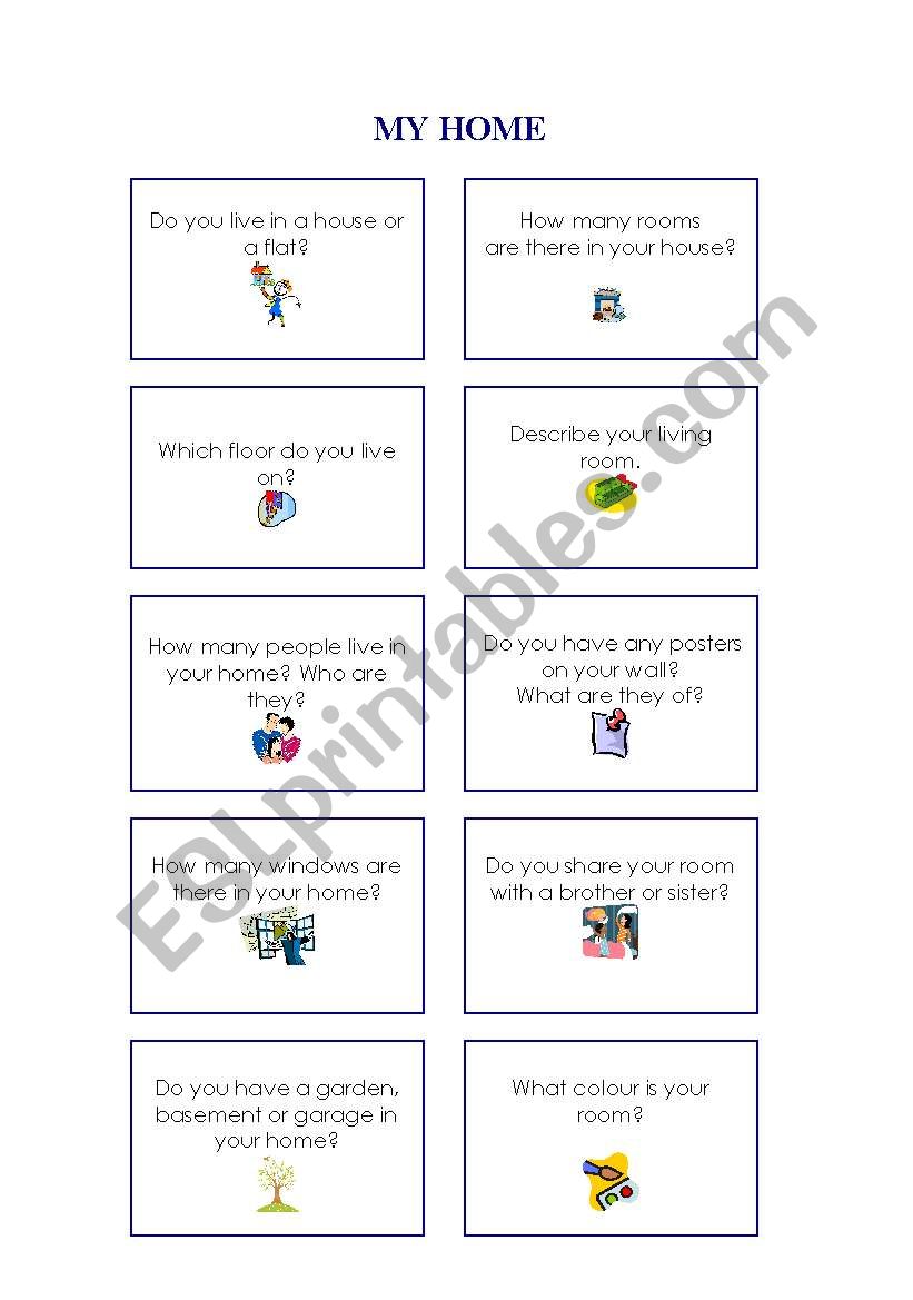 Speaking cards: My Home worksheet