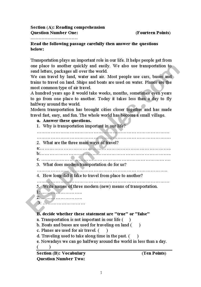 end first semester exam  worksheet