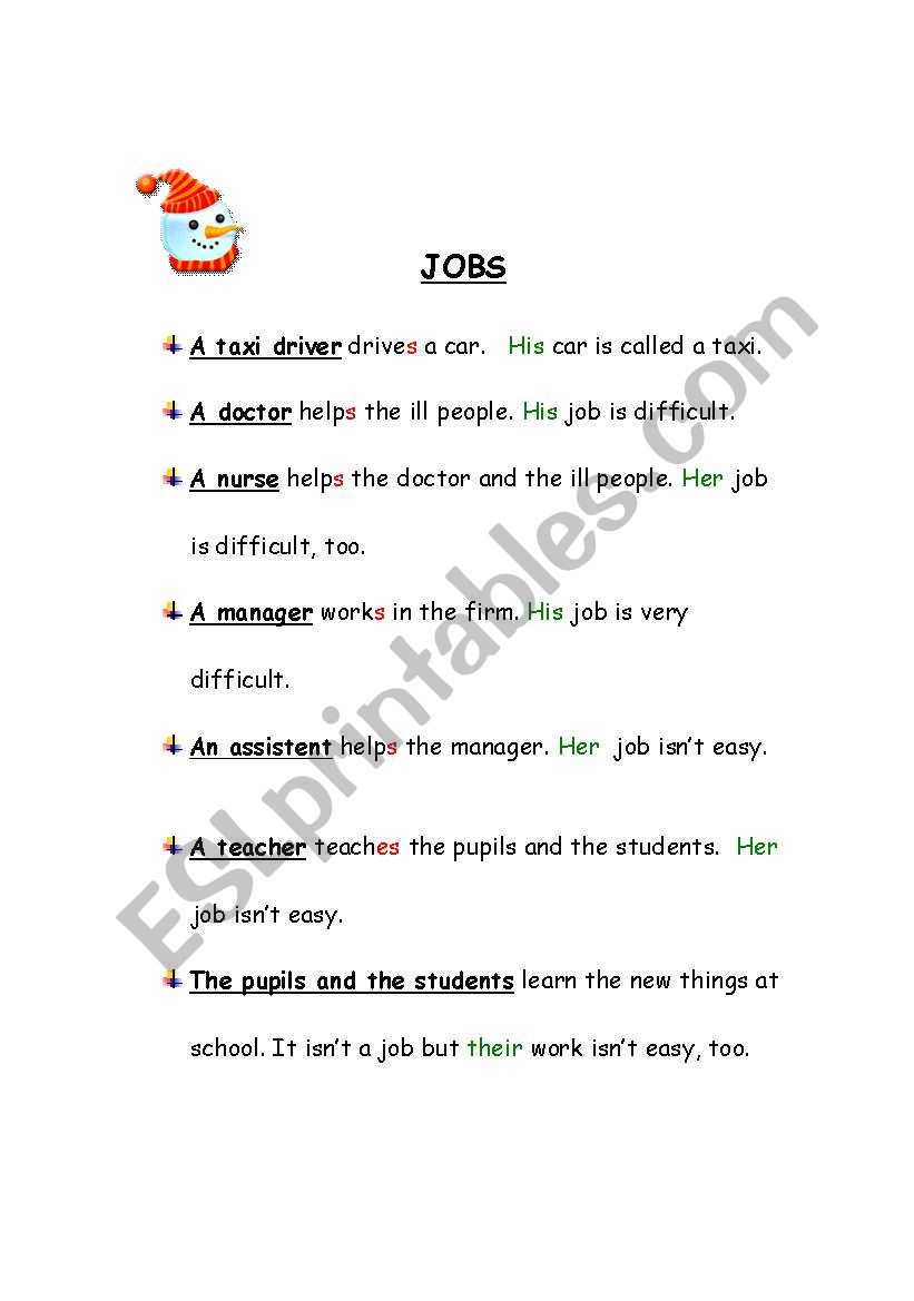 JOBS worksheet