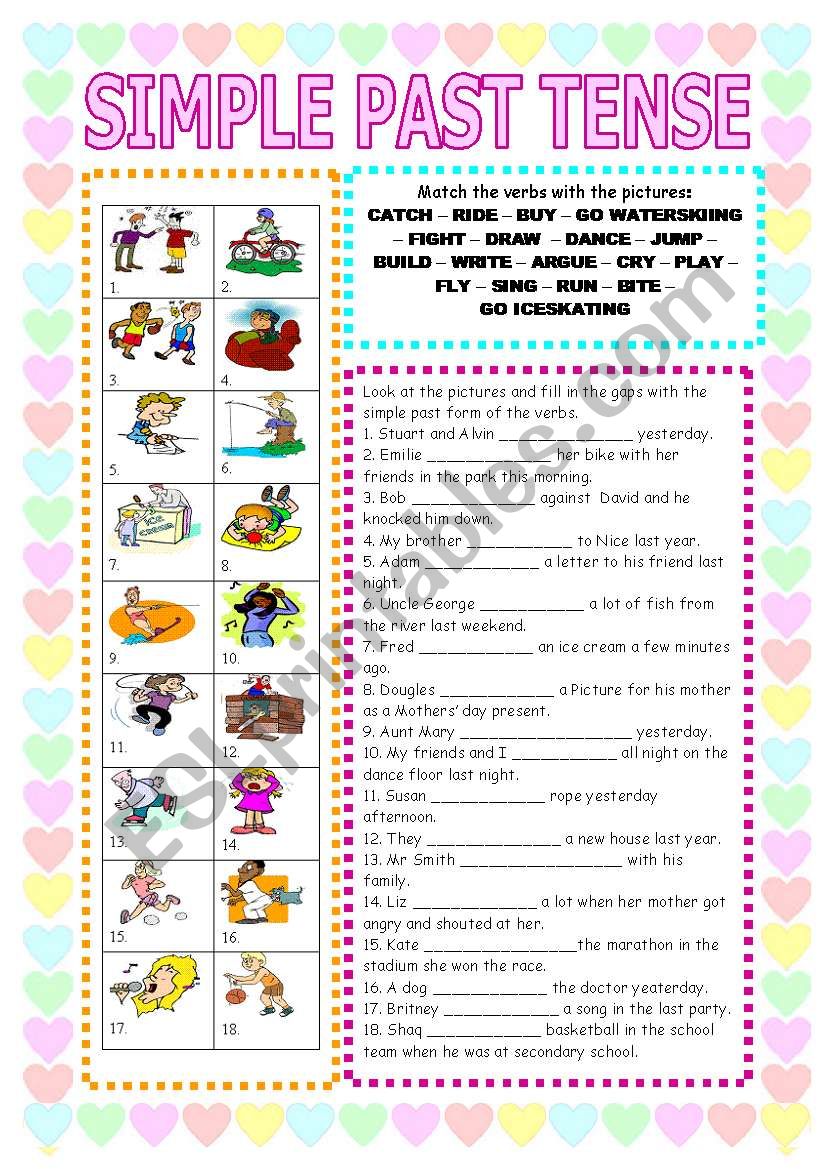 Simple Past Tense Worksheets For Esl Students